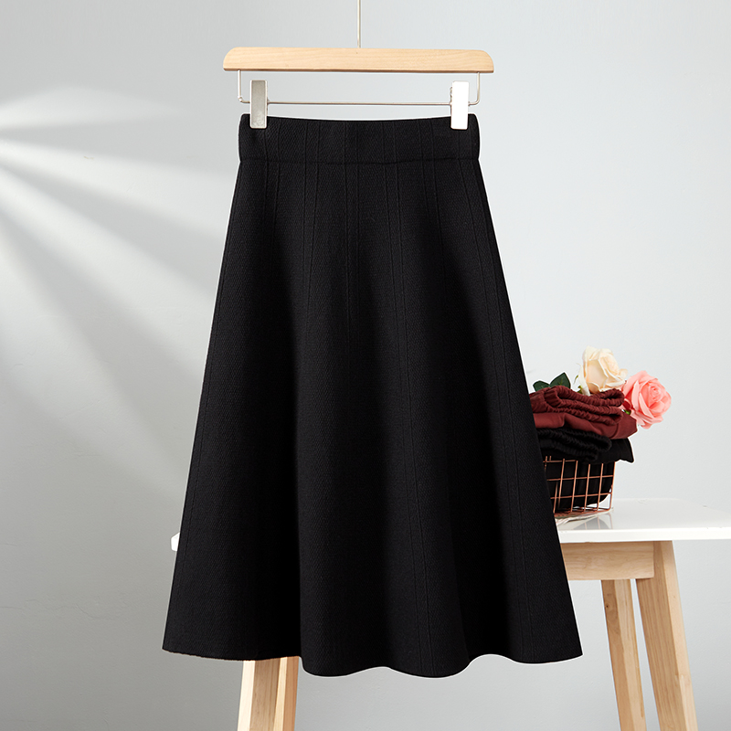 中长裙a字显瘦毛线针织