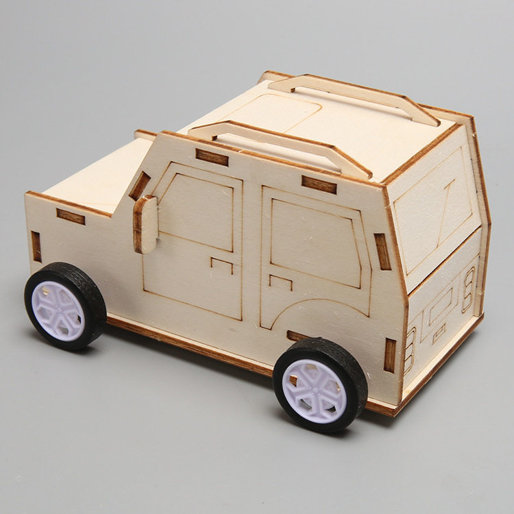 科技小制作手工diy自制回力小车儿童科教玩具利用发条惯性物理学