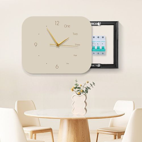 极简电表箱画装饰画带钟