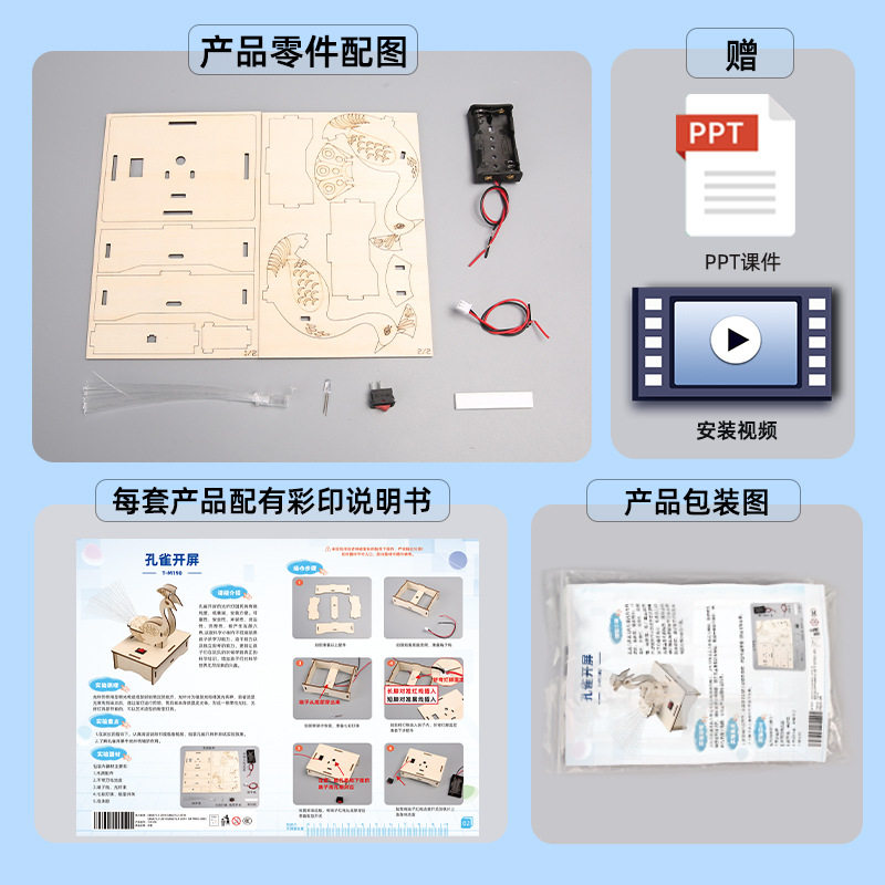 科技小制作DIY光纤灯孔雀图片