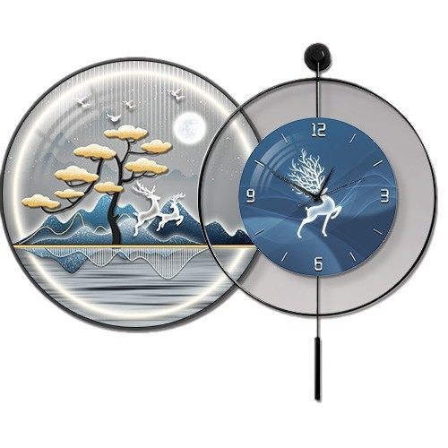 山水福鹿餐厅装饰画现代