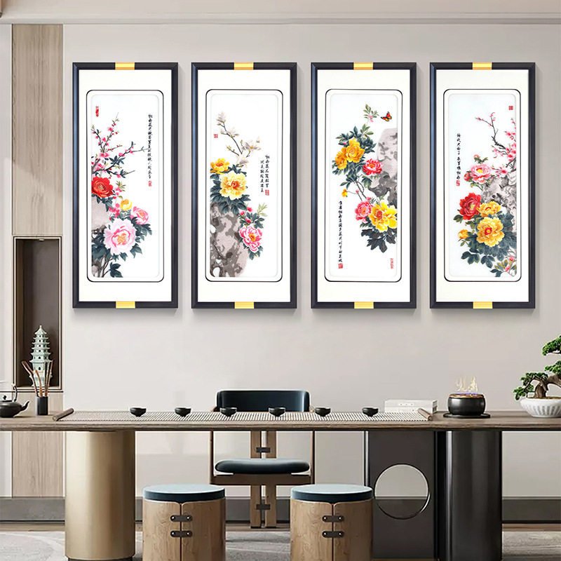 花开富贵新中式客厅挂画