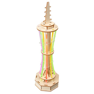 新款学生创意科技益智手工小制作玩具七彩广州塔模型拼装材料包