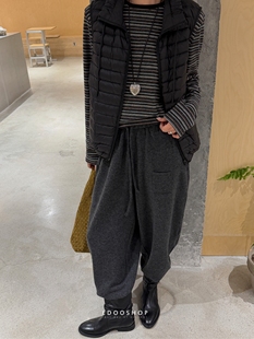 脚束口灯笼型百搭休闲针织卫裤 时髦松弛感羊毛混纺裤 SHOP LDOO