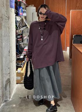 LDOO SHOP 新色Rae*慵懒舒适长绒棉亲肤廓形大宽松薄棉卫衣体恤女