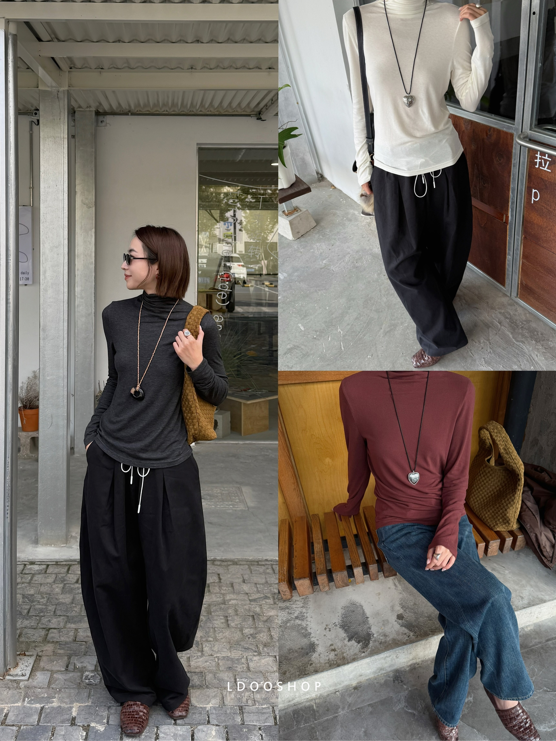 三菱超细发热软糯三色高领Tee恤