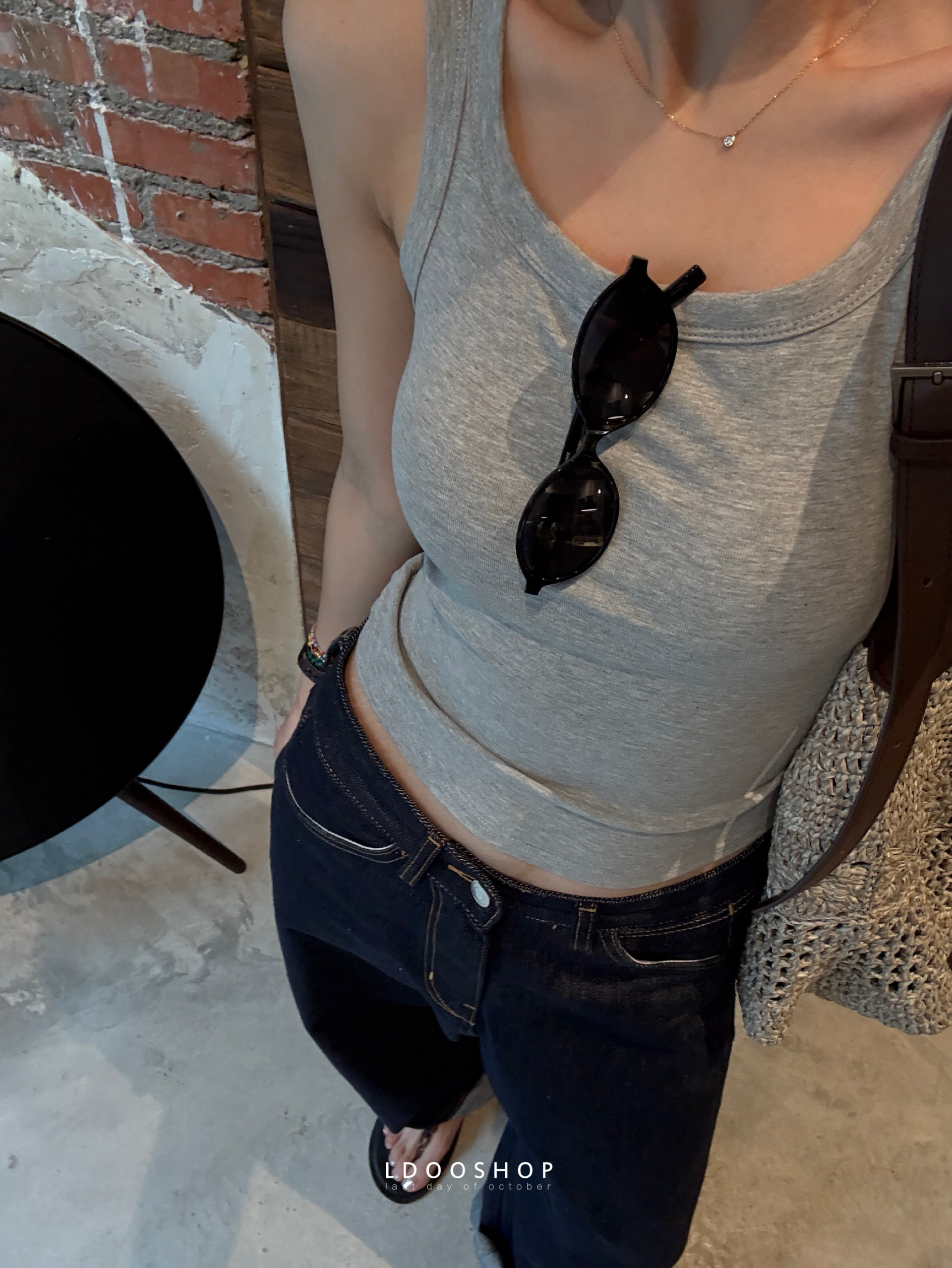 赛罗棉乳胶垫遮副乳方领背心