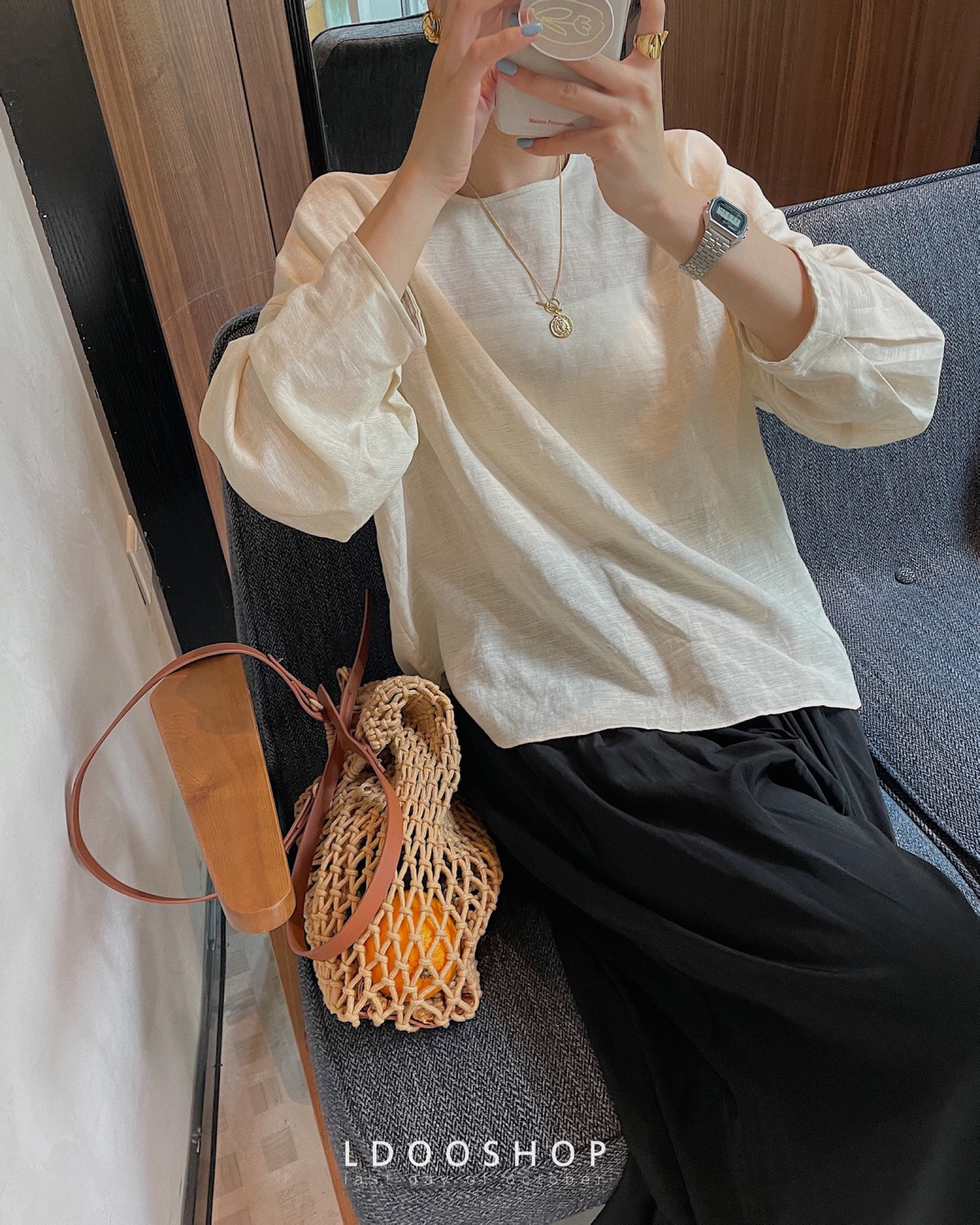 LDOO SHOP 升级日本进口棉麻肌理感轻薄透气宽松长袖上衣防晒衣