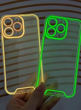 适用苹果14手机壳夜光iPhone15pro保护套16超薄防摔17plus新款个性创意简约透明12promax网红潮牌13pro情侣款