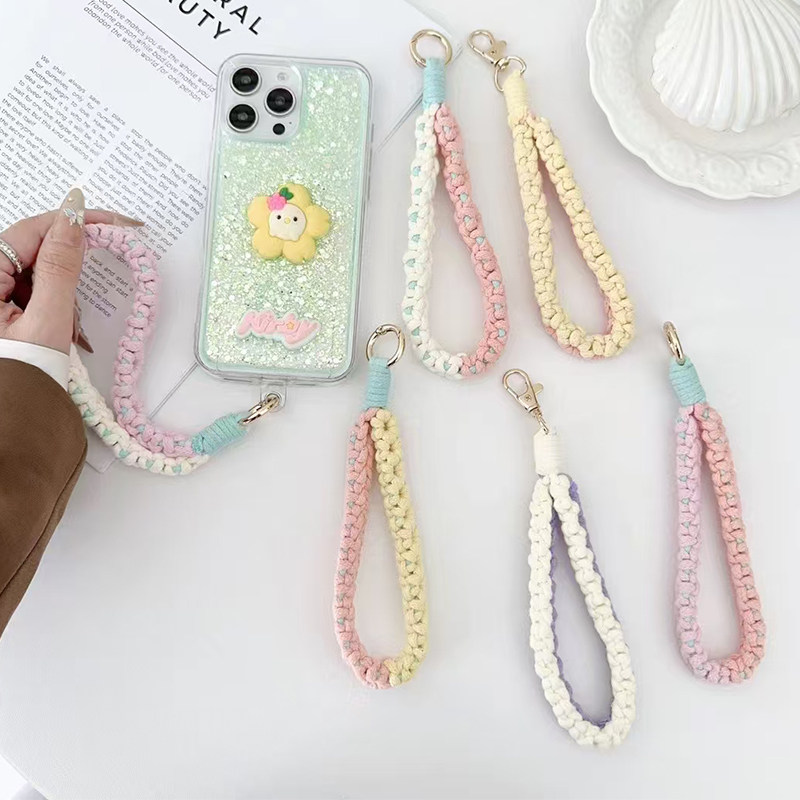 毛线棉绳个性编织花朵手腕带相机带挂饰高端女款防丢吊绳手提手拎