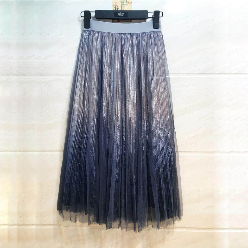 丝绒半身裙女 秋冬百搭网纱中长裙亮丝渐变百褶裙复古撞色A字裙潮|msdalam kategori Butik wanita / wanita, skirt - dari Buy2taobao.com untuk memberikan perkhidmatan ejen Taobao profesional membeli