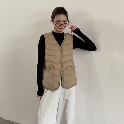 轻薄V领马甲短款女2025秋冬大衣