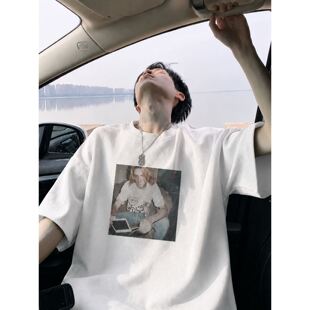 260g索罗娜凉感夏季男装短袖T恤科本人像美式复古潮牌街头痞帅
