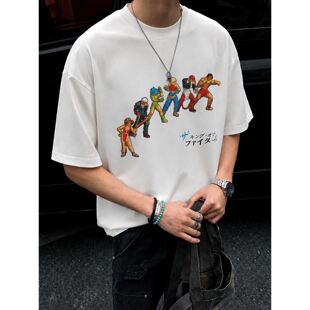 260g索罗娜凉感夏季男装短袖T恤拳皇日式休闲半袖宽松上衣学生
