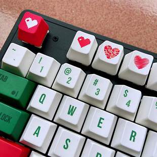 适用红色爱心像素心功德 1解压PBT热升华卡通可爱diy机械键盘键帽