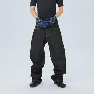 YKK扣具13OZ 脱浆原牛手缝针线宽松直筒通勤牛仔长裤 ASTT 25FW