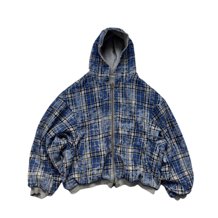 ASTT 25FW 宽松廓形拼料双面可穿连帽卫衣加厚拉链帽衫