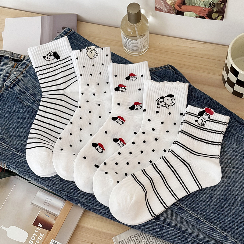 白色袜子女中筒袜春夏薄款透气