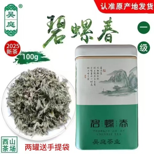 2025新茶苏州西山吴庭碧螺春小叶种茶果混种明前一级手工100g铁罐