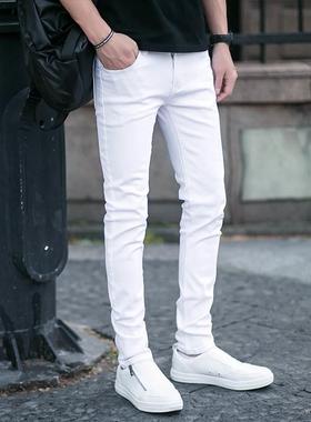 春季白色牛仔裤男夏季薄款百搭修身裤韩版2024新款弹力小脚长裤子