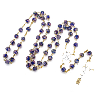 玫瑰念珠10mm蓝色琉璃花珠手串原创意大利进口配件意卡米诺男女款