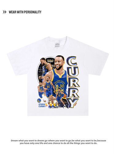 库里Stephen Curry人物印花短袖美式vintage重磅纯棉宽松T恤男女