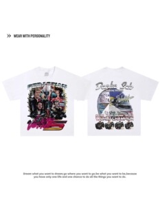 美式复古塞巴斯蒂安·维特尔赛车印花纯棉短袖T恤男宽松圆领长袖