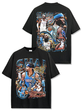 亚历山大 SGA篮球星印花短袖T恤男美式复古街头潮流宽松纯棉半袖