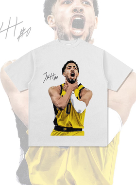 美式复古哈利伯顿 Haliburton篮球星短袖T恤男女宽松纯棉休闲半袖