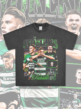 美式足球football维克托Viktor Gyokeres印花短袖T恤男女宽松半袖