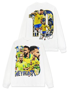 美式嘻哈内马尔Neymar圆领短袖T恤长袖男女宽松重磅纯棉连帽卫衣