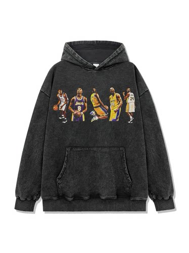 科比 kobe 美式街头数码印花水洗做旧重磅纯棉连帽卫衣男宽松外套