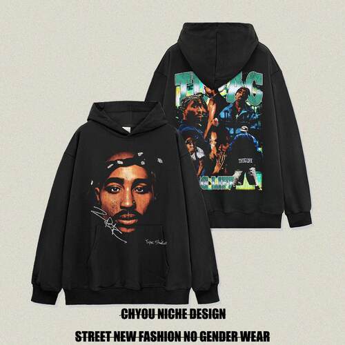 2PACTUPAC嘻哈人物印花连帽卫衣