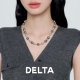 DELTA大溪地珍珠项链纯银锁骨链女气质轻奢高级小众设计感毛衣链