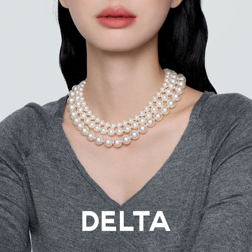 DELTA澳白珍珠项链毛衣链S925银