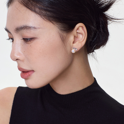 小众设计感珍珠耳钉925纯银