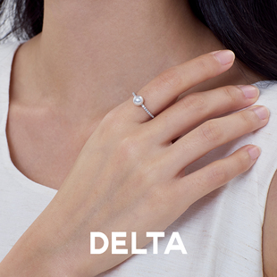 排钻戒指女款珍珠素圈925纯银指环小众设计轻奢高级感开口2025新