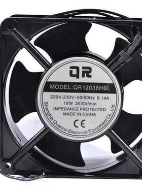 全新QR QR12038HBL/HSL 220V-230V 0.14A 15050机柜散热风扇17250