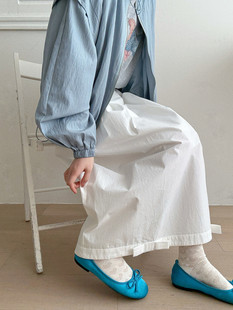 26年早春上新OMELET蛋卷韩系甜美百搭下摆立体蝴蝶结压褶长半身裙