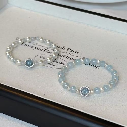 海蓝宝珍珠手串ins设计钰髓清冷感轻奢高级感颜值手串送女生礼物