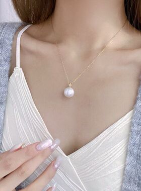 G18K金吊坠1314mm正圆淡水爱迪生