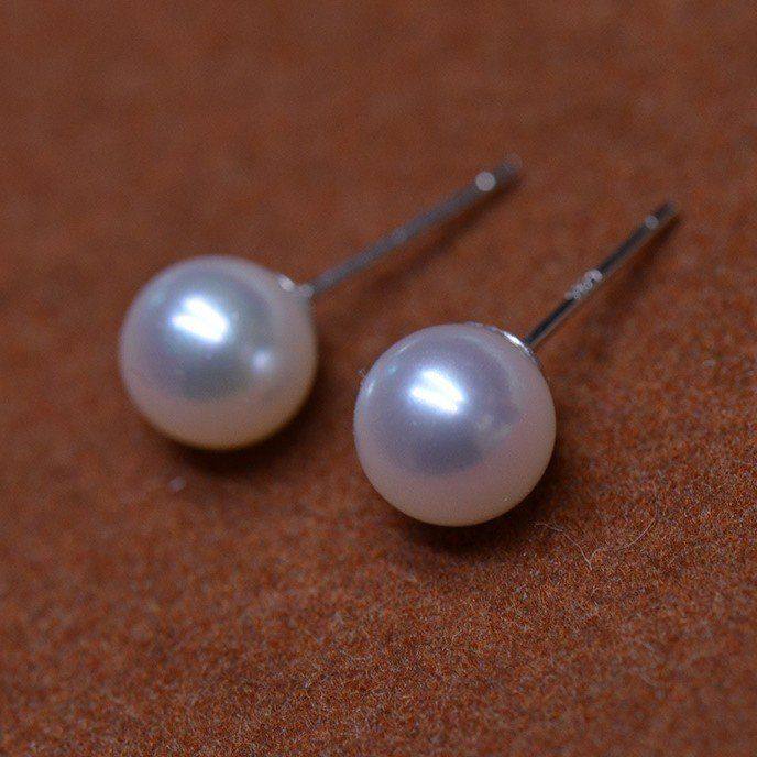 正圆无暇高亮媲美海水珠7-8mm淡水akoya珍珠耳钉纯银18K金耳环坠,珠宝/钻石/翡翠,耳饰,淘宝优惠券,粉丝福利购,淘宝优惠卷