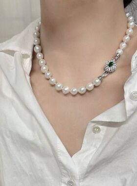 11mm天然巴洛克珍珠项链强光高