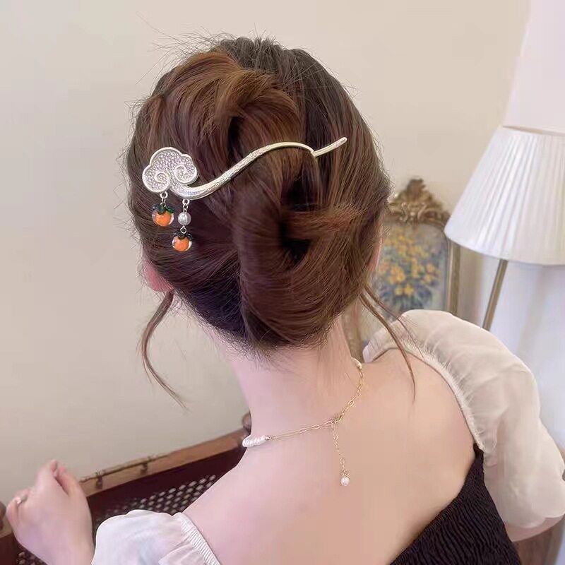 新款柿柿如意祥云发夹女后脑勺扭扭一字夹韩版气质发卡头饰发饰女