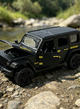 合金车模型 Jeep牧马人仿真汽车模型黑色开引擎盖回力玩具车