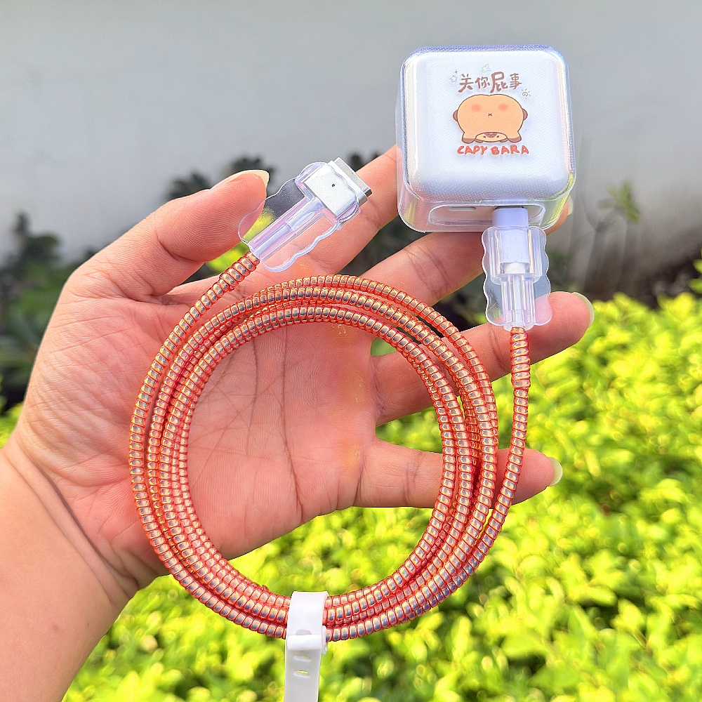 适用苹果MacBook Air笔记本30W 35W充电器M4卡通数据线保护套绕绳