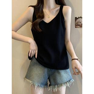 冰针织0322e 外穿无袖 加码 覆盖腹部和隐藏肉背心大尺寸底衬衫