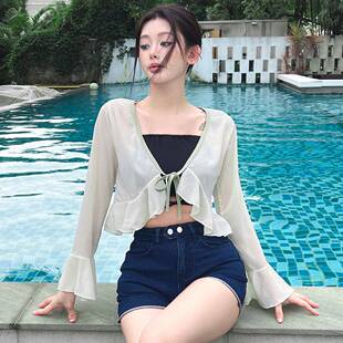 可下水海边度假防晒泡温泉外套比基尼外搭泳衣沙滩单卖开衫 0325r1