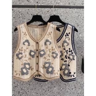 小个子短款 大码 坎肩0322e 外穿2026新款 民族风镂空针织马甲女春款