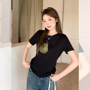 显瘦休闲上衣0731d 简约圆领短袖 T恤女2025夏季 新款 宽松印花基础款